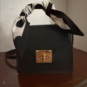 Aldo Black Leather Top-Handle Bag with Gold.  NWT.